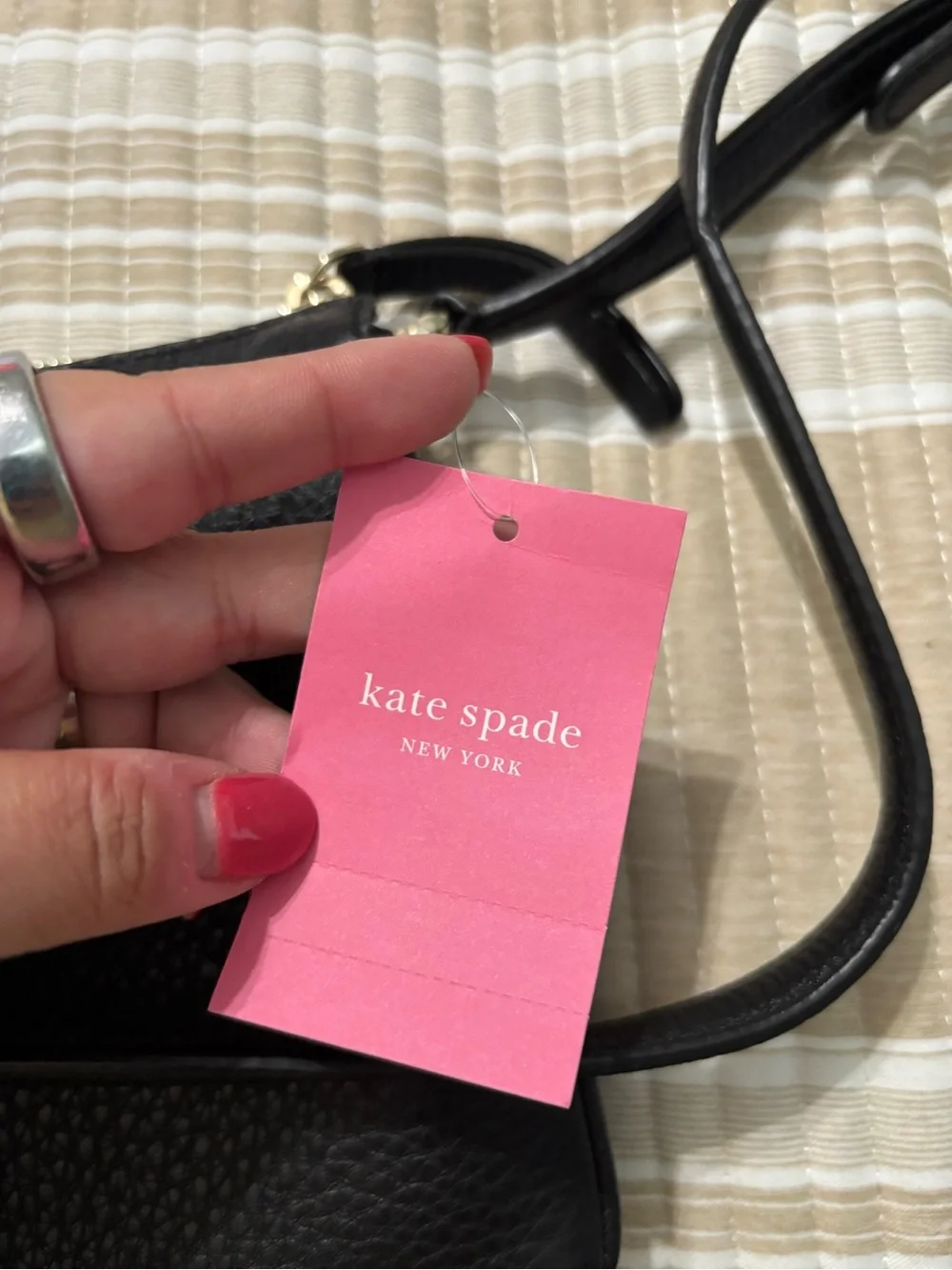 kate spade Black Pebbled Leather Messenger Crossbody